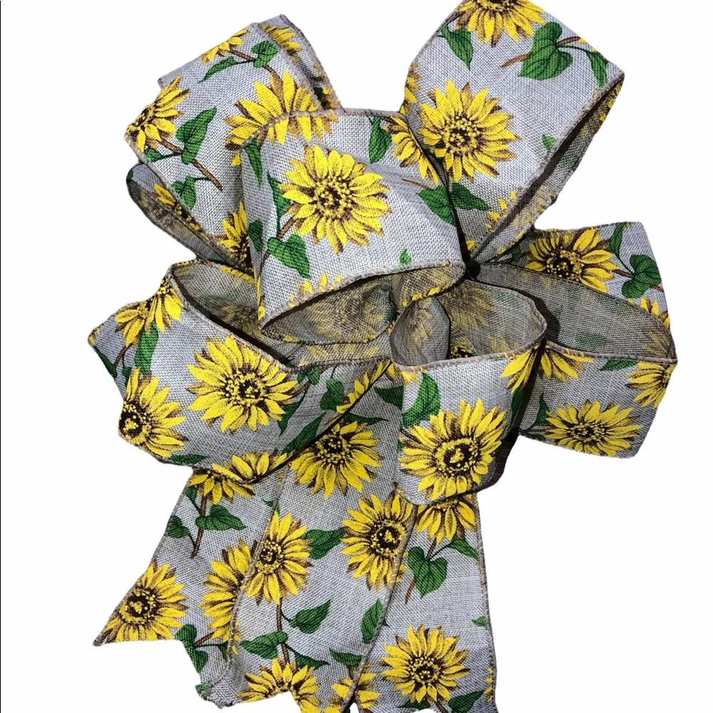 Sunflower farmhouse wreath bow decor